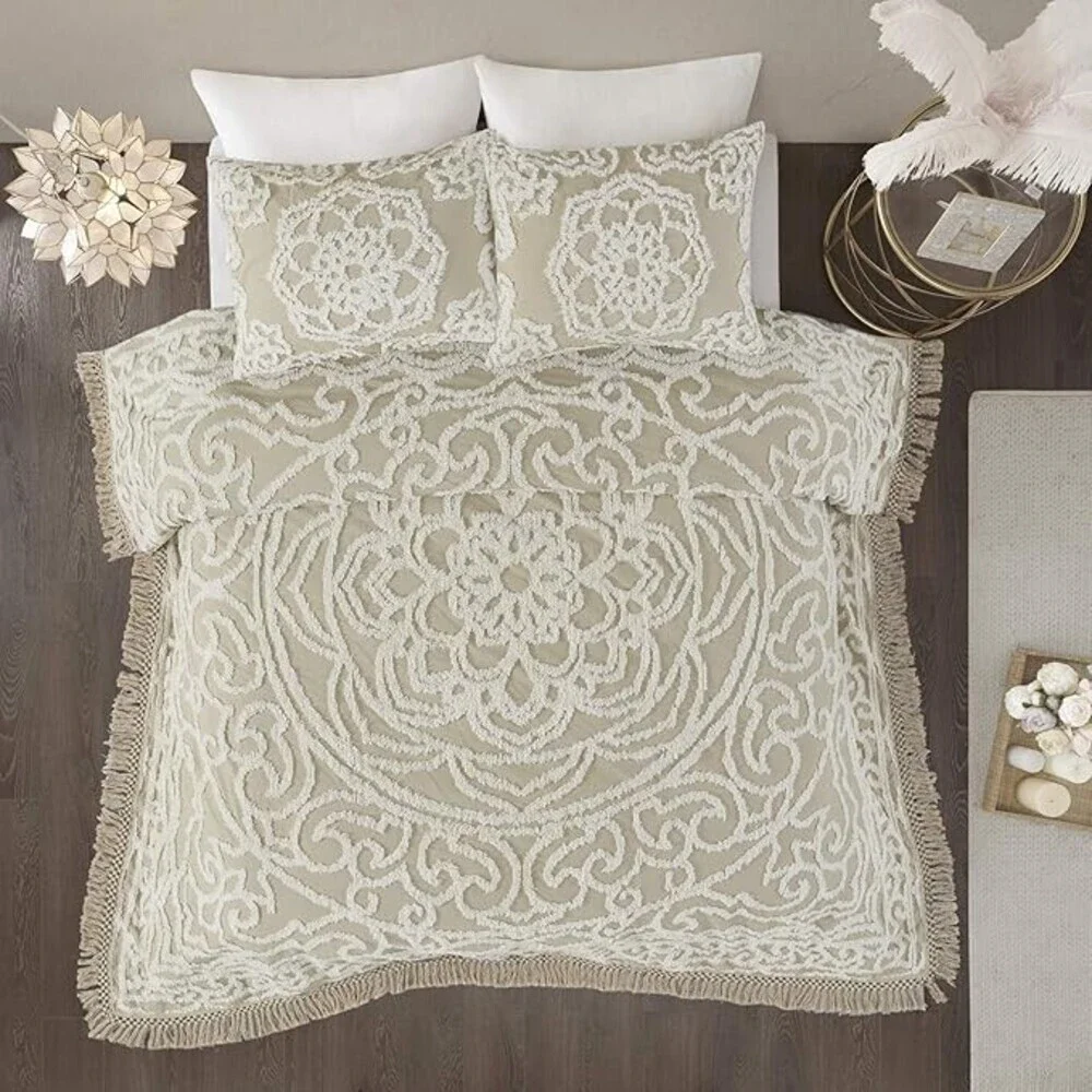 Madison Park Laetitia Coverlet Set King/California King Taupe Cotton 3-Pc BED58